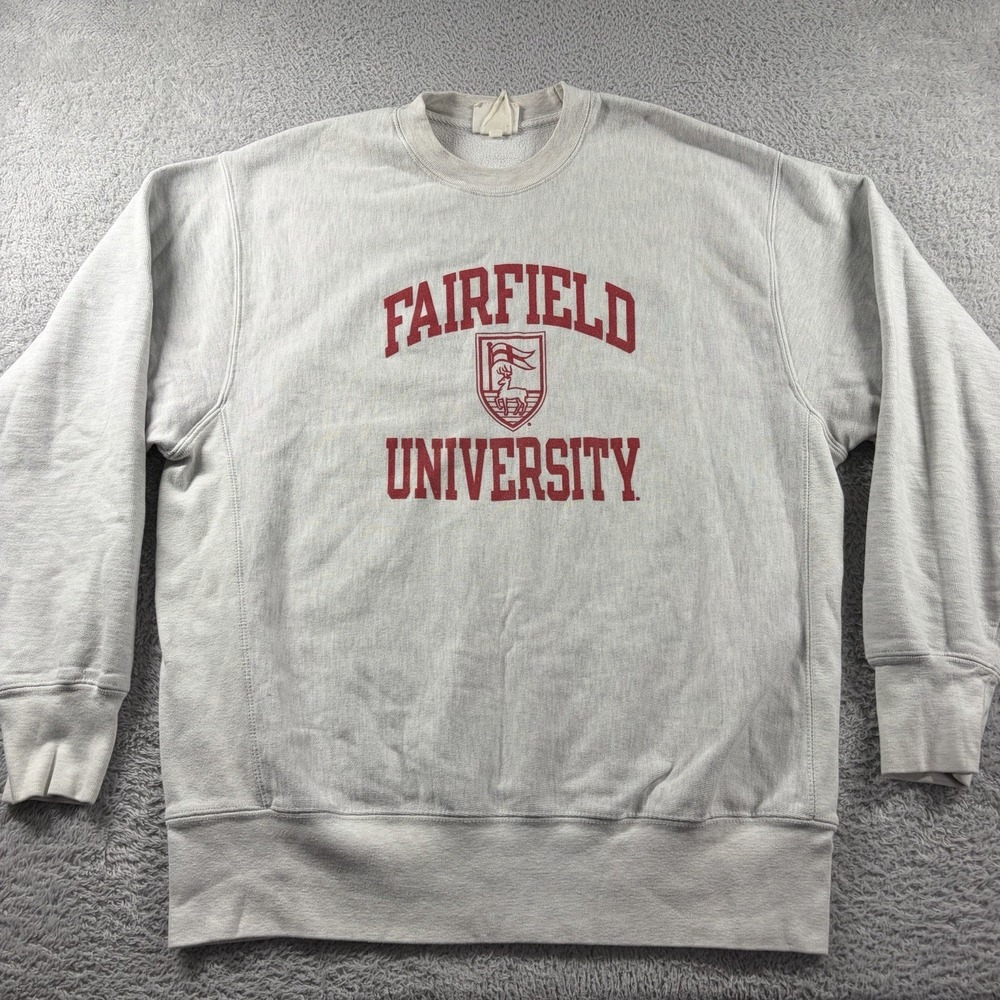 VINTAGE Champion Reverse Weave Fairfield University Crewneck Sweater Mens XL